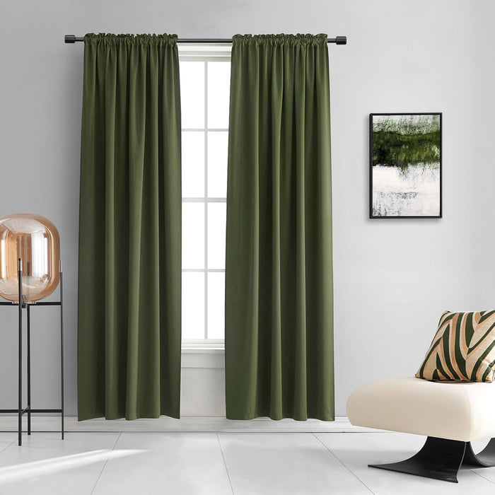 DONREN Dark Olive Green Christmas Deco Blackout Curtains 84 Inch Length for Guest Room - Cedar Green Room Darkening Thermal Insulated for Bedroom Livingroom 52" Wide x 84" Long,2 Panels