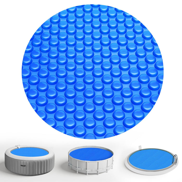 KETNET Solar Pool Cover 15 ft Round for 6-24ft Above Ground Inground Pools, Hot Tub Spa Thermal Heating Bubble Wrap Covers, 12 Mil Heavy-Duty Circle Blue Floating Blanket Mat for Swimming Pools