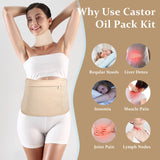 APODEJA 7Pack Castor Oil Pack Wrap for Waist and Neckand Breasts, castor oil compress wrap reusable Wrap for Liver Detox Washable Organic Cotton Anti Oil Leak(KHAKI)