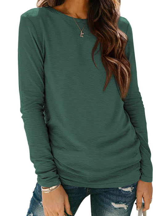 ATHMILE Christmas Womens Long Sleeve T Shirts Crewneck 2024 Fall Trendy Tops Tunic Outfits Fitted Shirts Basic Tee St Patrick's Day Shirts Dark Green