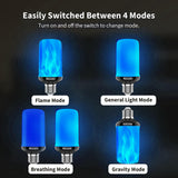 Morsatie 【Upgraded Flame】 LED Flame Light Bulbs, 4 Modes Flickering Light Bulbs with Upside Down Effect, E26 Fire Light Bulb for Halloween Christmas Party Porch Patio Indoor Outdoor Decoration, Blue