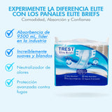 TREST Elite Briefs for Men and Women, Overnight Diapers for Incontinence, Elite Absorbency, Comfortable, Odor Neutralizing and Secure Fit with 2 Wide Tabs - White, Medium (Pack of 10)