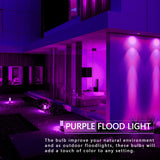 LOXYEE PAR38 Flood Purple Light Bulb,4 Pack-Dimmable,E26 Base Purple Flood Light Outoor(20W Replace to 200W),Purple Light Bulb for Outside,Purple Decor,Christmas,Holiday,Halleween Outdoor Light Bulb