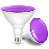 Purple Flood Light Bulbs Outdoor 2 Pack, Par38 LED Purple Light Bulbs Not-dimmable15W(100W Equivalent) E26 Purple Light Bulb Halloween Christmas Decorations Light Bulbs for Porch Home Holiday Lighting