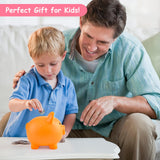 PJDRLLC Piggy Bank, Unbreakable Plastic Money Bank, Coin Bank for Girls and Boys, Medium Size Piggy Banks, Practical Gifts for Birthday, Easter, Christmas (Orange)