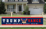 Trump Vance 2024 Presidential Election Large Banner Sign Flag with Brass Grommets,Trump JD Vance Make America Great Again Outdoor Sign House Banner Yard Lawn Decoration 98X18''