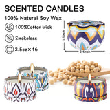16 Pack Small Scented Candles Set-2.5 oz Aromatherapy Candle 100% Natural Soy Wax-Portable Travel Tin Candle for Woman Home Décor Birthdays Meditation