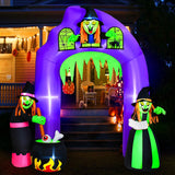 Rocinha 8 FT Tall Halloween Inflatables Witch Archway Outdoor Decorations, Halloween Blow Up Yard Decoration with Built-in LEDs, Halloween Archway Outdoor Decor for Garden, Front Yard, and Party