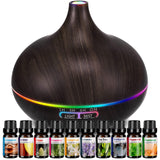 Aromatherapy Essential Oil Diffuser Set - 550ML Ultrasonic Humidifier for Large Rooms - Vaporizer and Aroma Diffuser for Home Bedroom