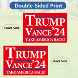 Probsin Trump Vance 2024 Yard Sign Double Sided 16" x 24" Trump Vance'24 Take America Back MAGA Signs Voted for Trump Vance Outdoor Decorations for Lawn, Garden, Window, Party Supplies (Red)