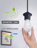 LOHAS A21 Bright LED Light Bulb, 150W-200W Equivalent LED Bulbs, 23 Watt Garage Light Bulbs, Daylight 5000K, 2500 Lumen High Watt Super Bright Porch Light Bulb, Non-Dimmable, for Home Lighting, 4 Pack