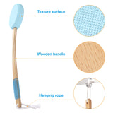 AmazerBath Lotion Applicator for Back, Feet, 4 Replaceable Pads with 1 Long Handled, Back Sunscreen Applicator for Elderly, Women, Apply Cream Medicine Skin Cream Moisturizer Sunscreen Tanner, Blue