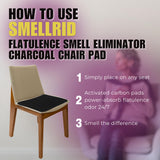 SMELLRID Activated Carbon Flatulence Odor Control 16” x 16” Chair Pads: Stops Embarrassing Odor & Protects Seats at Home Plus Office