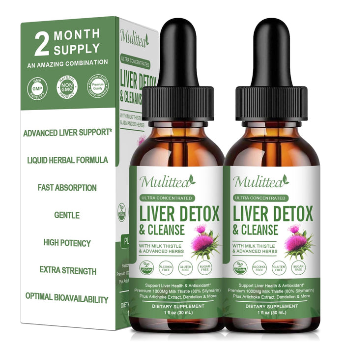 (2 Pack) Liver Health Liquid Drops -Support Liver Cleanse Detox & Repair with Artichoke Milk Thistle Silymarin Extract, Dandelion,Turmeric, Berberine to Renew w/21 Potent Herb-Nutrients-