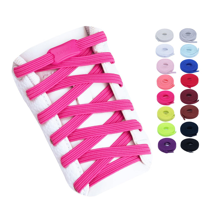 Booyckiy No Tie Elastic Shoelaces for Kids, Adults and Elderly - 16 Colors (41in(105cm) 2 Pair, Rose Pink