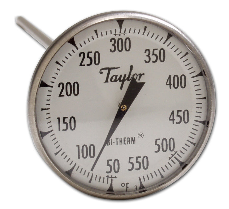 Taylor 6220J Bi-Therm Superior Grade Bi Metal Thermometer, 8" Stem, 2" Dial, 0 to 550 Degree F