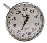 Taylor 6220J Bi-Therm Superior Grade Bi Metal Thermometer, 8" Stem, 2" Dial, 0 to 550 Degree F