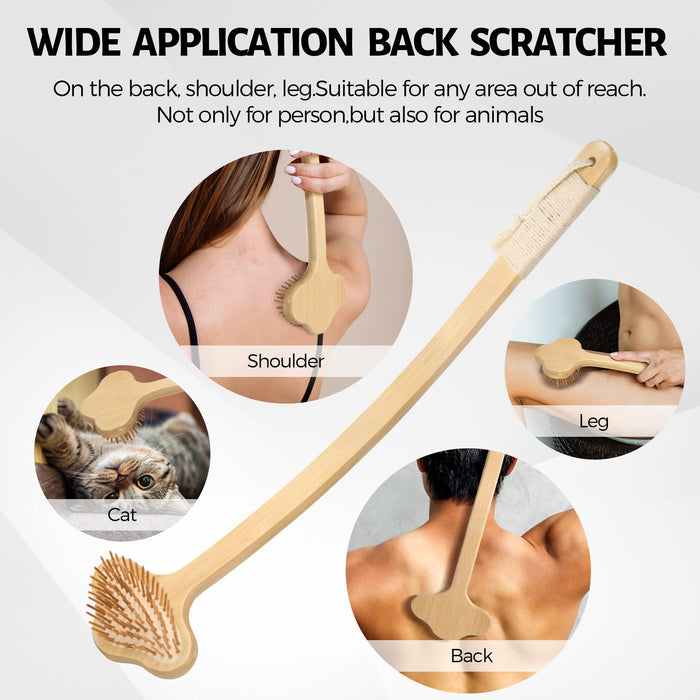 NURENDER Oversized Back Scratcher, Extended Bamboo Scratcher, 22.04" Long Curved Handle; Wider Head; More Larger Scratching Surface, Adults Body Instant Scratcher Christmas Gift for Women and Men.