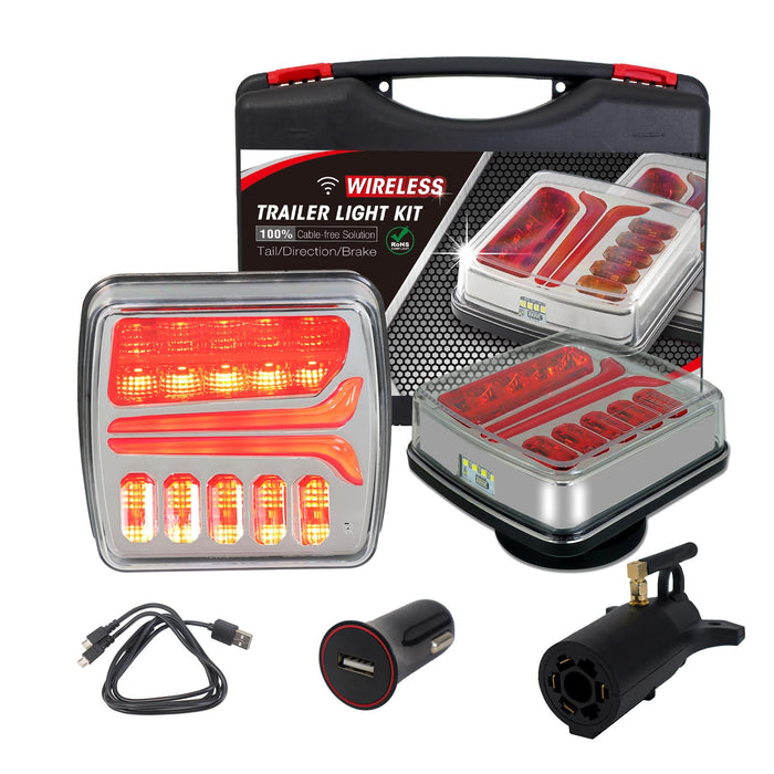 NeaLia Magnetic Wireless Trailer Lights, Rechargeable LED Trailer Light for Towing Truck, Waterproof Tail Tow Lights Kit for RV Camper Boat Caravan, Portable Turn Signal Brake Running Stop Amber