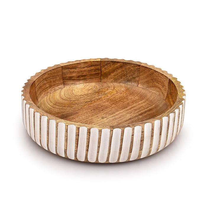 Kimona Fruit Bowls Wood Fruit Bowl or Decorative Bowl for Table Décor for Kitchen Counter or Farmhouse Christmas Centerpiece (10" X 10" X 2.5")