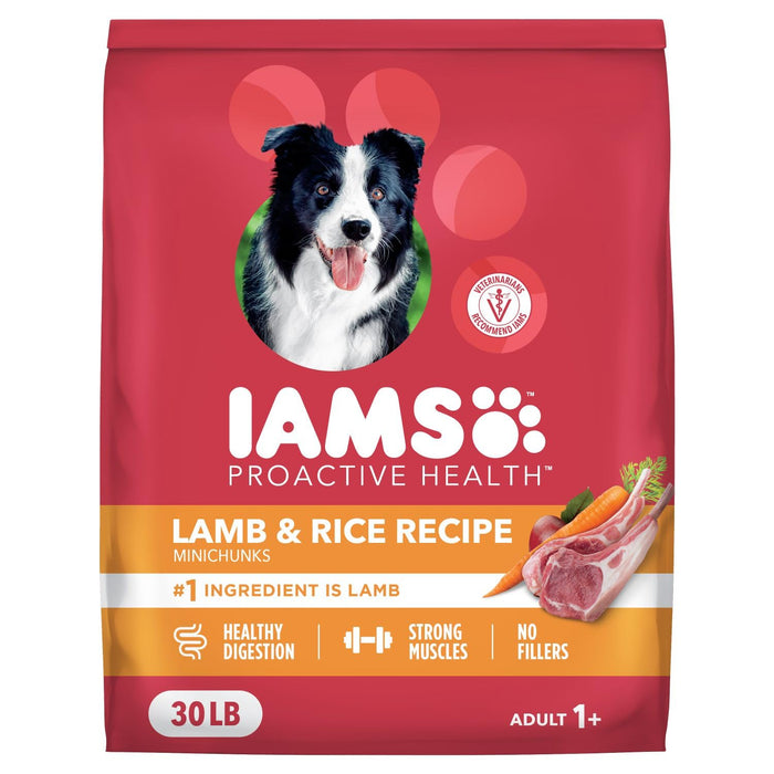 IAMS Proactive Health Minichunks Dry Dog Food, Lamb & Rice, 30 lb