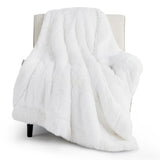 Bedsure Soft White Twin Blanket for Bed, Fluffy Fuzzy Blankets Twin Size for Couch, Sofa, Cozy Plush Sherpa Fleece Faux Fur Blanket, Thick Warm Christmas Blanket Gifts for Women, Men, 60x80