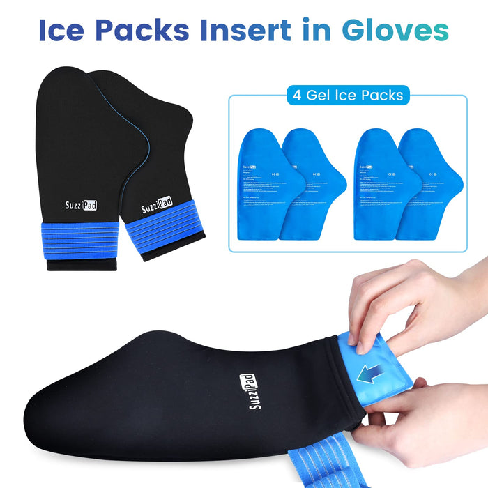 SuzziPad Replacement Ice Gel Packs for SuzziPad Cold Therapy Gloves and Socks(10-Piece Set), L