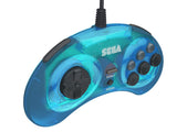 Retro-Bit Official Sega Genesis USB Controller 8-Button Arcade Pad for Sega Genesis Mini, Switch, PC, Mac, Steam, RetroPie, Raspberry Pi - USB Port - (Clear Blue)