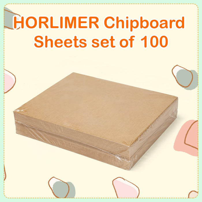 HORLIMER 100 Pack 8.5x11 Chipboard Sheets, Kraft Cardboard for Shipping, Scrapbooking, DIY Crafts
