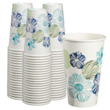 Comfy Package [16 oz. - 100 Count Floral Paper Cups, Disposable Drinking Cups - Ideal for Hot and Cold Beverages, Parties, and Daily Use