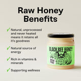 Black Bee Honey - Pure British Spring Soft Set Raw Honey, Creamy and Lightly Sweet, Unprocessed Single Source from Hive to Jar, Never Blended - Delicious on Toast, Soothing in Drinks, 227g Glass Jar