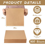 Kraft Paper Sheets 15 x 15in 300 Sheets Brown Wrapping Paper Craft Paper Sheets Heavy Duty Kraft Paper for Shipping Drawing Christmas Gift Packaging, 80gsm