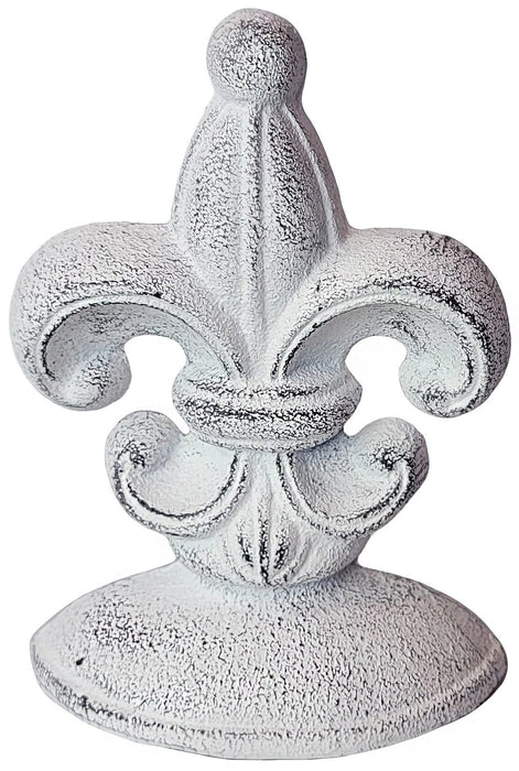 Lulu Decor, Cast Iron Fleur De Lis Door Stop, 2 Lbs, Door Stopper (Antique White)