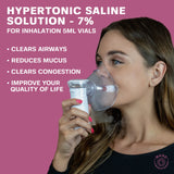 BASE LABORATORIES 7% Hypertonic Saline Solution for Nebulizer Machine | Saline Solution for Inhalation| Helps with Respiratory Treatments, Clears Lungs, Mucus & Congestion l 50 Vials 5ml Unit Dose