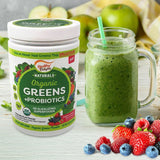 Healthy Delights Naturals - Organic Greens Plus Probiotics Powder - Naturally Boost Energy - USDA Organic - Delicious Berry Flavored - 30 Servings