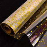 CMFYHM Clear Cellophane Wrap Roll(34" x 120’Ft) 3Mil Gold Polka Dot Cellophane Roll, Cellophane Roll, Gift Wrap Roll, Cellophane Wrap for Gifts, Baskets, Flowers, Party Decorations