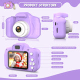 Desuccus Kids Camera,Christmas Birthday Gifts for Girls Age 3-9, HD Digital Video Cameras for Toddler Portable Toys for 3 4 5 6 7 8 Year Old Girl 32GB(Purple)