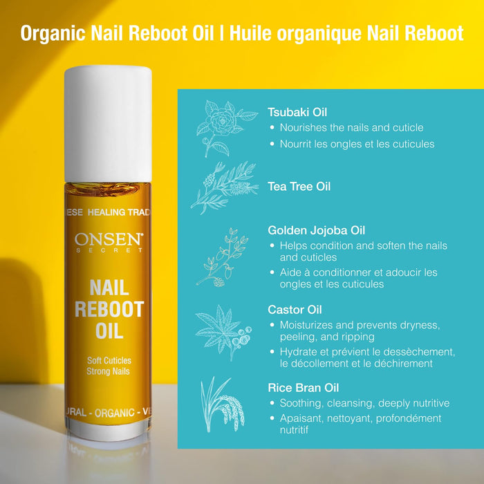 Onsen Secret Nail Reboot Duo - Treatment for Damaged Nails - Natural Nail Care & Cuticle Repair - Visible Results For Perfect Nails, Cuticle Conditioner Cream 15ml & Nail Reboot Oil 10ml