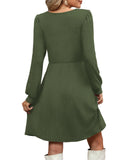 OFEEFAN Christmas Sweater Dress Women Long Sleeve Dress with Pockets ArmyGreen M