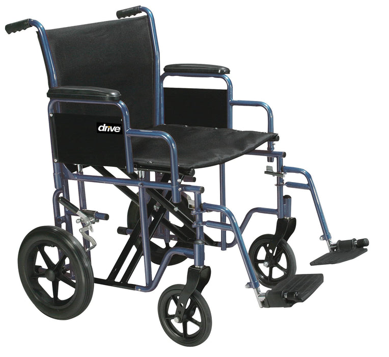 Drive Medical BTR22-B Bariatric Heavy Duty Transport Wheelchair, Blue