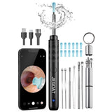 Ear Wax Removal Tool Camera, Ear Cleaner with Camera, 1296P HD Ear Scope, 6 LED Lights and 12 Ear Picks, Earwax Removal with Otoscope, Jet Black