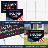 Trump 2024 Yard Signs, 2PCS 16" X 12" Trump 2024 Take America Back Yard Signs for Garden with Heavy Duty Metal H-Frames Double Sided Placard Voted For Trump Signs