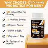 Probiotics for Men, Men Care Supplement, Gut health for men, 500 Billion CFUs & 12 Strains, Mens probiotic with Turmeric, Cranberry, Goji, for Digestive, Immune & Bloating Health, 30-Days Supply