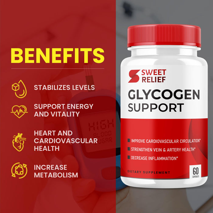 (2 Pack) Sweet Relief Glycogen Support - Official Formula - Sweet Relief Capsules Detox, Joint Support, Prostate Blood Vessel Advanced Strength Glycogen Support Supplement, Sweetrelief (120 Capsules)