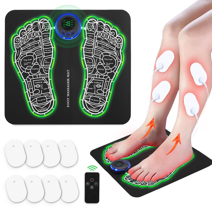 Phixnozar EMS Foot Massager Mat, with Remote Control, 2-in-1 Back Massager & Legs Foot Massager for Pain Relief, Muscles Relaxation,TENS (Mode:KTR-2493)