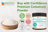 Colostrum Powder - Over 40% IgG - First 4-6 Hour Milking Grass Fed Colostrum - Bovine Colostrum - USA Midwest Pasture Raised Colostrum Supplement Powder - Unflavored Bovine Colostrum For Humans - 120g