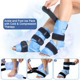 REVIX Ankle Foot Ice Pack Wraps for Injuries Reusable Gel Cold Compression Therapy for Feet Pain Relief, Plantar Fasciitis and Achilles Tendonitis, Soft Plush Lining, 2 Packs