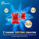 Powerific Creatine Monohydrate Gummies for Men & Women, Creatine Pre-Workout Gummies, Taurine&B6, Increase Strength, Energy & Endurance Chewable Creatine Gummy Supplements, 5g Per Serving (4 Packs)